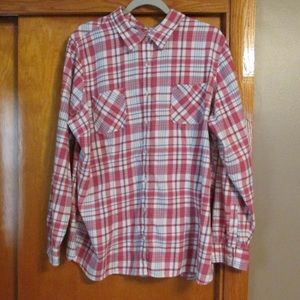 LL BEAN button front FLANNEL SHIRT patch pockets